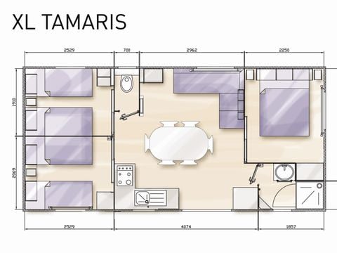 MOBILE HOME 6 people - Standard 32m² (3 bedrooms) + uncovered terrace 10m² + TV