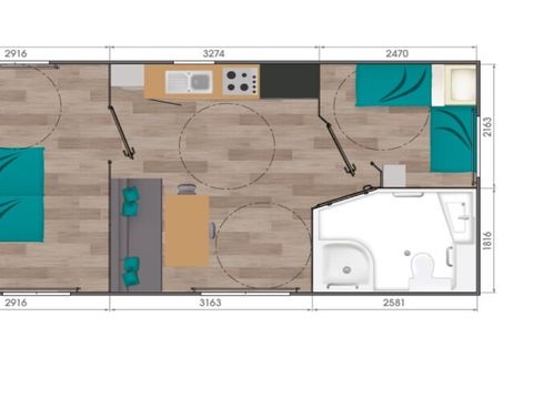 MOBILHOME 4 personnes - Mobil-home Confort + 2 Chambres 4 Personnes PMR