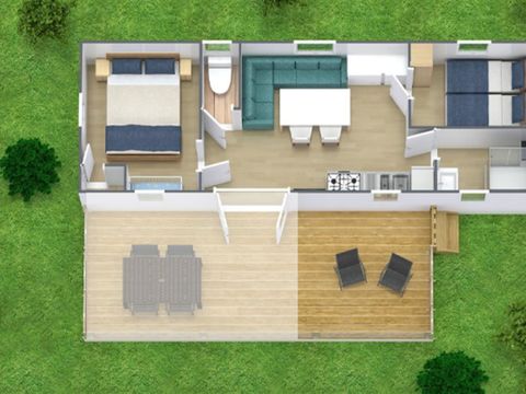 MOBILHOME 5 personnes - Mobil-home | Comfort | 2 Ch. | 5 Pers. | Terrasse surélevée | Clim.