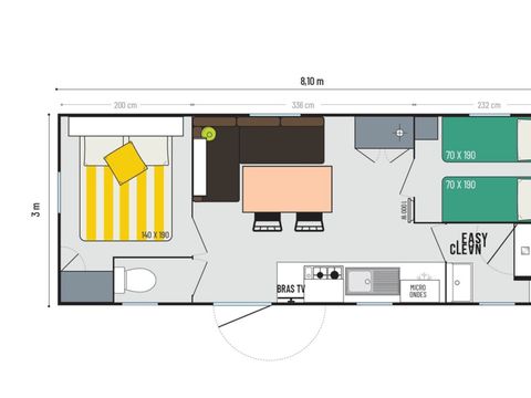 MOBILHOME 6 personnes - Mobil-home | Premium | 2 Ch. | 4/6 Pers. | Terrasse Surélevée| Clim.