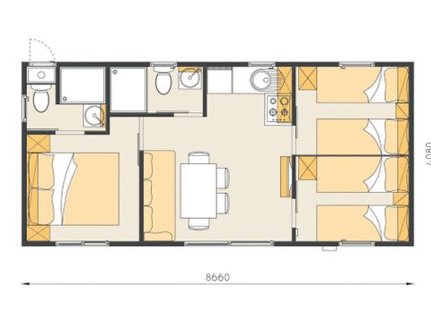 MOBILHOME 6 personnes - Mobil-home | Premium | 3 Ch. | 6 Pers. | Terrasse Couverte | Clim.