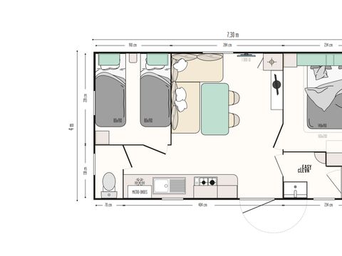 MOBILHOME 4 personnes - Confort 27m² 2ch (2024)