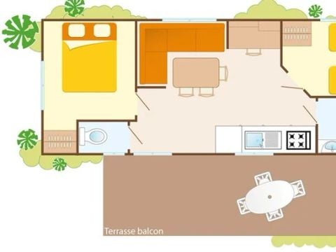 MOBILE HOME 6 people - Mobil-home | Classic XL | 2 Bedrooms | 4/6 Pers. | Raised terrace | Air-con.