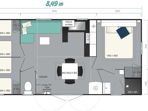 MOBILE HOME 7 people - FAMILY XL AIR-CONDITIONED + MASTER SUITE