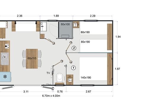 MOBILHOME 4 personnes - CABANE 2ch 4 Pers