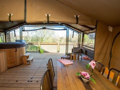 TENTE TOILE ET BOIS 7 personnes - Lodge Kenya Premium + bain nordique