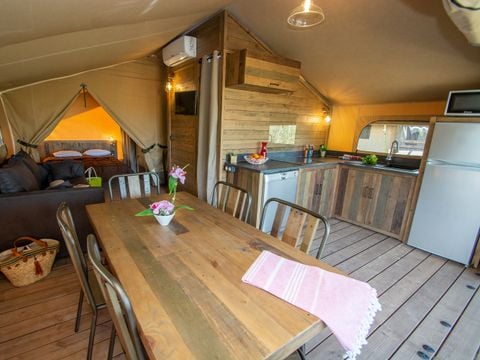 TENTE TOILE ET BOIS 7 personnes - Lodge Kenya Premium + bain nordique