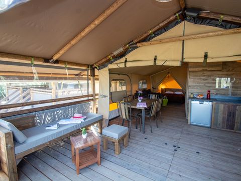 TENTE TOILE ET BOIS 7 personnes - Lodge Kenya Premium + bain nordique