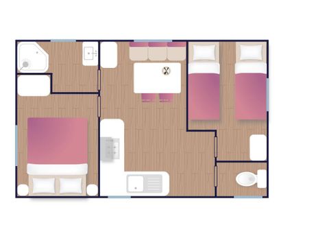 MOBILE HOME 4 people - Comfort 24m² 2 bedrooms + terrace on stilts