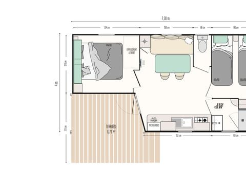 MOBILE HOME 4 people - Côté Confort 25m² (2 bedrooms) + TV + Terrace - Arrival Saturday