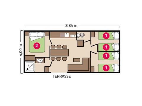 MOBILHOME 6 personnes - Famille Clim 6 personnes