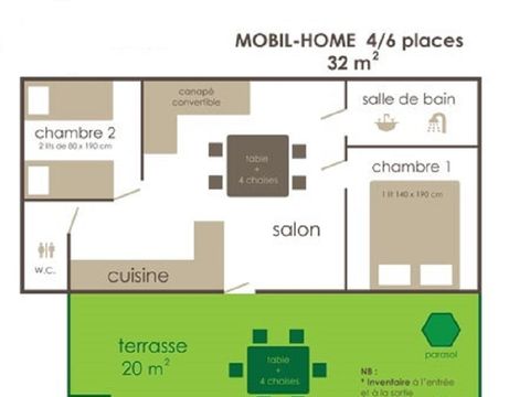 MOBILE HOME 6 people - 2bed 4/6 pers