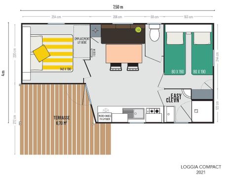 MOBILE HOME 4 people - 2-bedroom Loggia mobile home with covered terrace