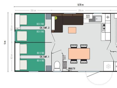 MOBILE HOME 6 people - Cordélia 3-bedroom mobile home with covered terrace