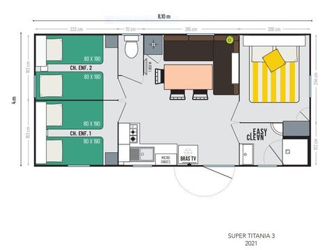 MOBILE HOME 6 people - 3-bedroom Titania mobile home with covered terrace