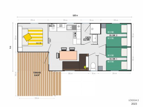 MOBILE HOME 6 people - 3-bedroom Loggia mobile home with covered terrace