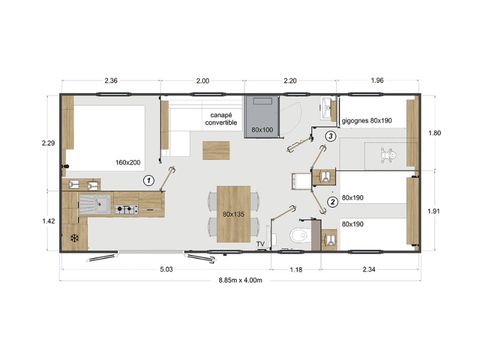 MOBILHOME 6 personnes - RIVIERA LODGE