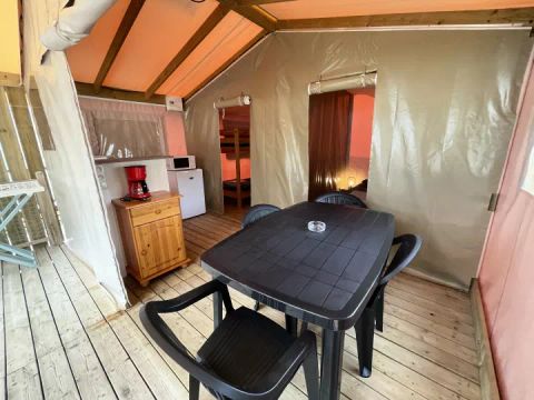 TENTE TOILE ET BOIS 5 personnes - Tente Lodge Sahari 3 Pièces 5 Personnes Sans Sanitaire