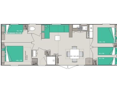 MOBILHOME 8 personnes - Confort 4 chambres 37m² 