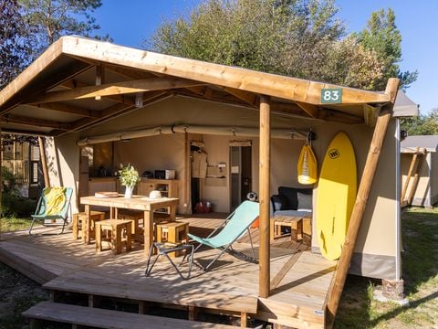 CANVAS AND WOOD TENT 4 people - Cabane Cotton Confort 32m² - 2 bedrooms + covered terrace