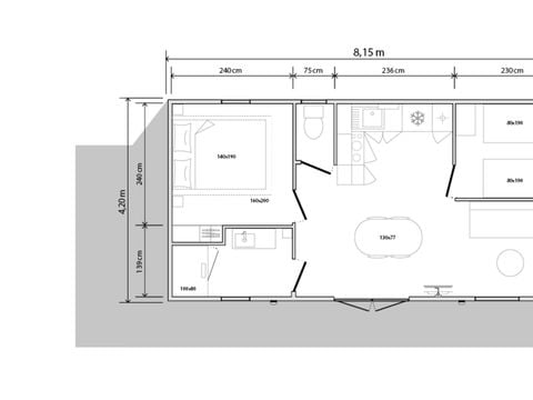 MOBILE HOME 4 people - TERRE ET MER -2 bedrooms - 30 m² - 15 m² semi-covered terrace