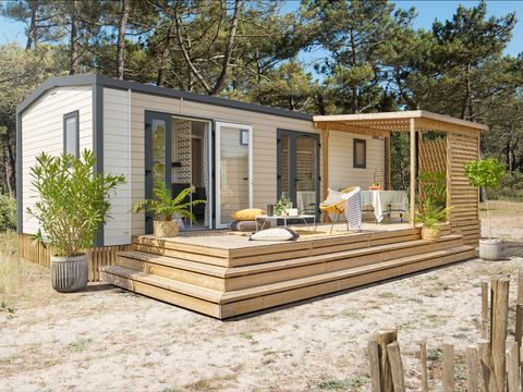 MOBILE HOME 4 people - MH Premium Grand Large Les Cévennes 30m² (2bed-4pers) + semi-covered terrace + air conditioning