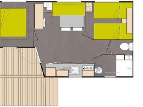 MOBILHOME 4 personnes - Loggia Confort 24m² (2 chambres) + Terrasse couverte + Clim