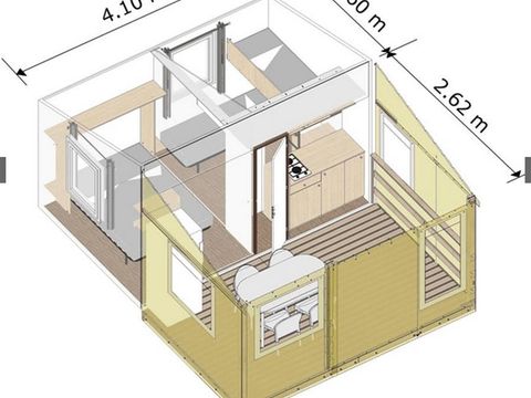 TENTE TOILE ET BOIS 5 personnes - Tente Eco  2ch 5 personnes