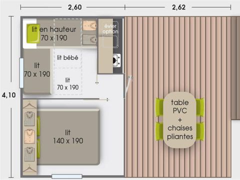 TENTE TOILE ET BOIS 5 personnes - Tente Eco  2ch 5 personnes