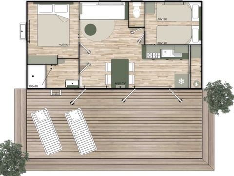 MOBILHOME 4 personnes - Mobil-home Premium 2ch 4p