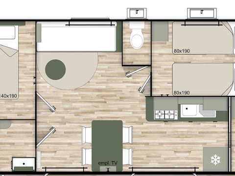 MOBILHOME 4 personnes - Trigano climatisé 2 chambres