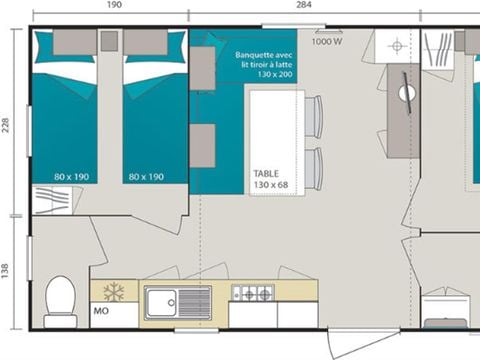 MOBILE HOME 5 people - Sunny 27 m² (2bed - 4/5 pers) + TV