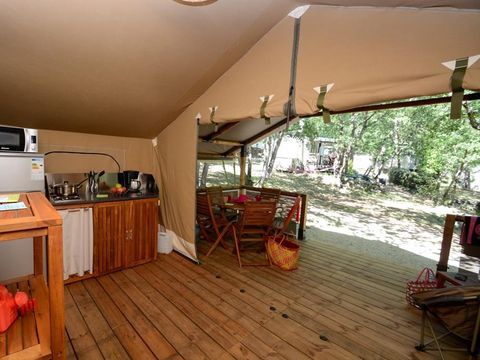 TENTE TOILE ET BOIS 5 personnes - SAFARI LODGE  sans sanitaires