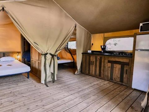 TENTE TOILE ET BOIS 5 personnes - Lodge Confort 3 Pièces 5 Personnes Sans Sanitaires