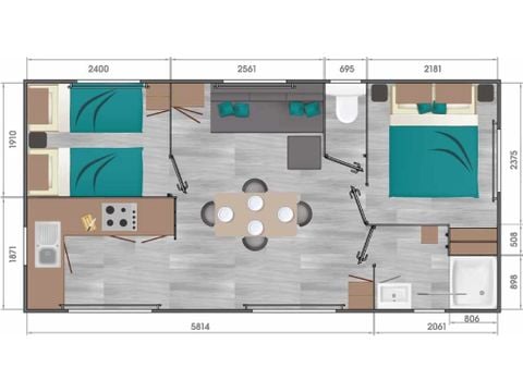 MOBILHOME 6 personnes - Mobil-home Caraïbes - 2 chambres