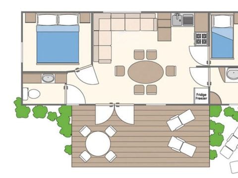 MOBILE HOME 5 people - Mobil-home | Classic | 2 Bedrooms | 5 Pers. | Terrace with elevated roof, not covered | Air conditioning.