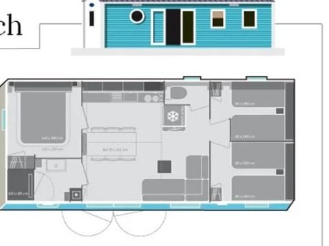 MOBILHOME 6 personnes - Mobil-home | Comfort | 3 Ch. | 6 Pers. | Terrasse surélevée | Clim.