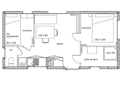 MOBILE HOME 4 people - 2 ROOMS FACING THE LAKE