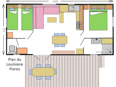 MOBILE HOME 4 people - Mobile home 29m² Standard 2 bedrooms + terrace + TV