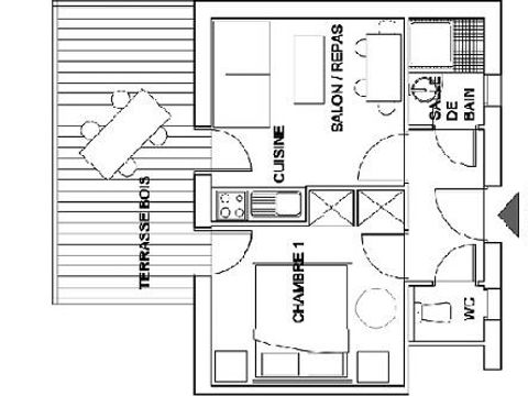 APARTMENT 2 people - Standard Apartment 30m² 1 bedroom + towels and sheets + terrace + TV