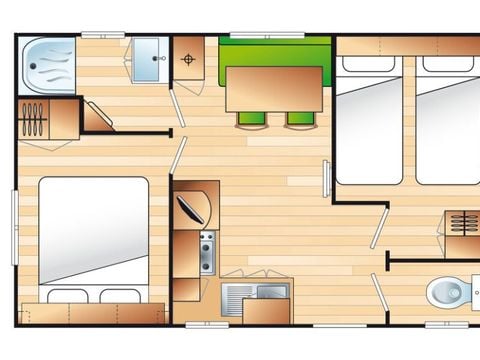 MOBILHOME 4 personnes - Cocoon 4 personnes 2 chambres 23m²