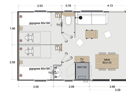 MOBILE HOME 6 people - 3 ROOMS PRENIUM +