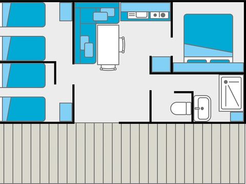 MOBILE HOME 4 people - 3 bedrooms / 1 bathroom - covered terrace