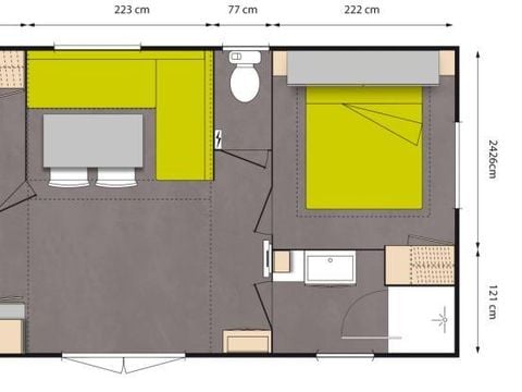 MOBILE HOME 6 people - CONFORT + with semi-covered terrace