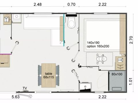 MOBILE HOME 4 people - Comfort+ 3 Rooms 4 People Air-conditioned + TV