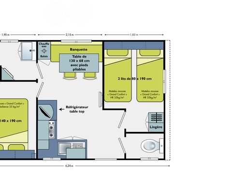 MOBILHOME 4 personnes - Mobil home Ciela Confort Compact - 2 chambres