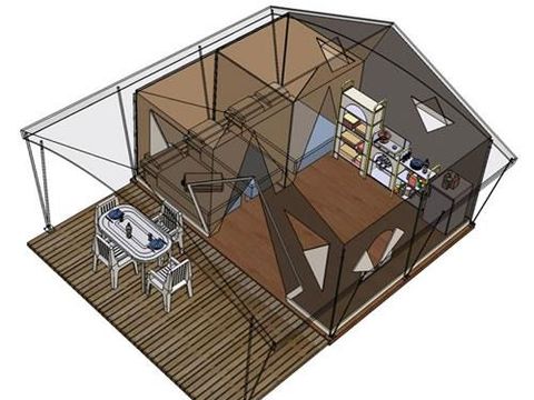 TENTE TOILE ET BOIS 5 personnes - CANADA, sans sanitaire