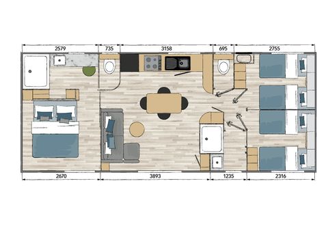 MOBILHOME 6 personnes - TULUM 3CH, LUXE - S - Climatisé - 3 Chambres