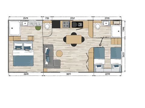 MOBILHOME 4 personnes - TULUM 2CH, LUXE - S - Climatisé - 2 Chambres