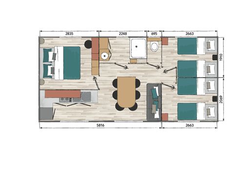 MOBILHOME 6 personnes - PLAYA 3CH, LUXE - D - Climatisé - 3 Chambres